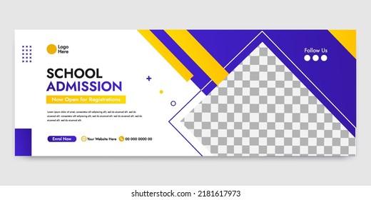 School admission social media web banner flyer facebook cover photo design template