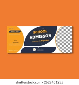 School admission social media web banner and facebook cover design templa