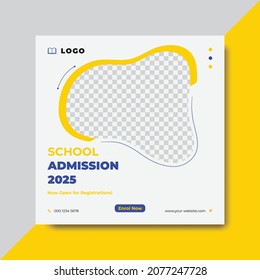 School Admission Socila Media Banner Post Design Template