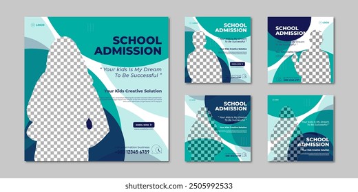 School admission square banner back to School  social media post collection Square Flyer Template Design