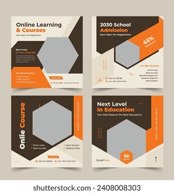 School admission square banner, educational banner and social media post template, Ads, Promotions, Business, School