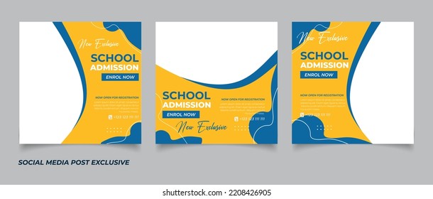 School admission square banner or social media banner template