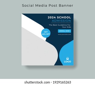 Vorlage für den Banner "Social Media Post"für geometrische Schulzulassungen