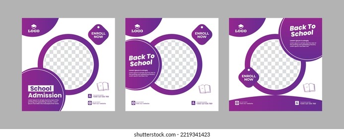 School admission square banner. Suitable for back-to-school social media pack template educational banner Instagram posts and social media post template and web banner.