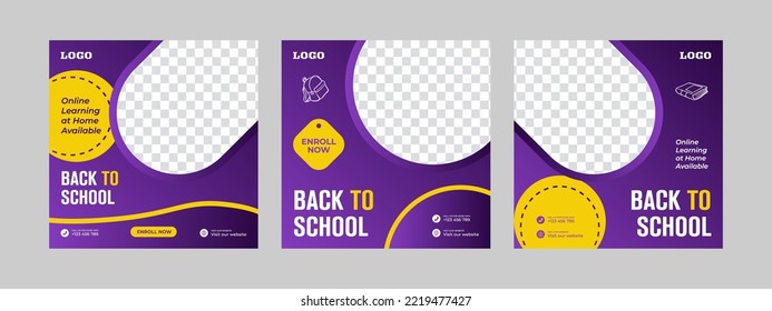 School admission square banner. Suitable for back-to-school social media pack template educational banner Instagram posts and social media post template and web banner.