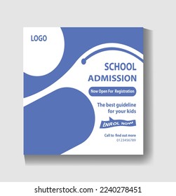 Cartel cuadrado de admisión escolar. Adecuado para banner educativo y plantilla de publicación de medios sociales.