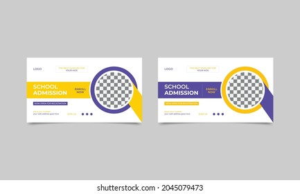 School admission square banner template. Kids Education Poster and Flyer Template design..eps