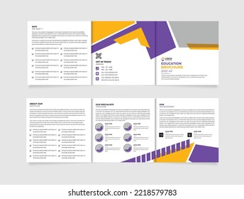 School admission square tri fold brochure template. Kids back to school education admission tri fold brochure 