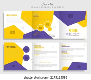 School Admission Square Trifold Brochure Template