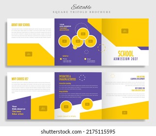 School Admission Square Trifold Brochure Template