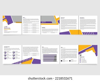 School admission Template square Fivefold brochure template printing and advertising. education admission Fivefold brochure template design 