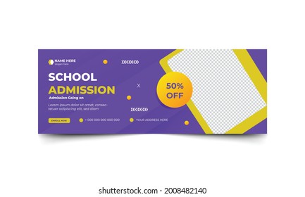 Portada de calendario de admisión en la escuela y plantilla de banners web