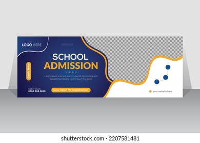 School Admission Timeline Cover and Web Banner Template, Back to School Social Media Cover Template