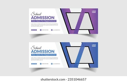 School admission timeline cover and web banner, Kids School admission social media Facebook cover banner template design