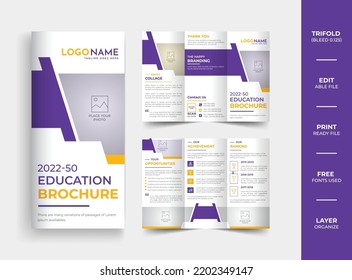 School Admission Trifold Brochure Design, Multipurpose Education Trifold Brochure Template Layout