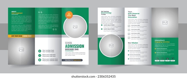 School admission trifold brochure design, Kids back to school education trifold brochure template, Trifold brochure, Trifold brochure letter. School admission tri fold template design