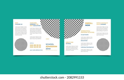 School admission tri-fold brochure template design. vector illustration..eps