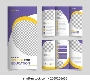 School admission trifold brochure template. Kids school admission trifold brochure template