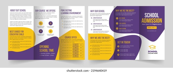  School Admission Trifold Brochure Template or Education Tri fold Brochure 