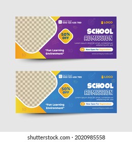 School Admission Web banner And Cover Page Design Vector Design Template.