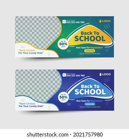 School Admission Web banner And Cover Page Design Vector Design, Concept for Back To School. Ads For Website.