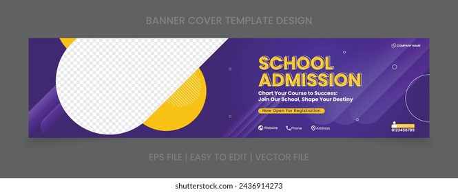 School Admission Web banner Cover Page Design Vector Design, Concept for Back To School. Ads For Website. editable vector