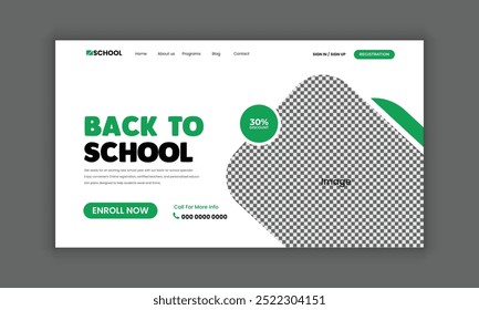 School admission web banner design for the Education website homepage and landing page hero section.