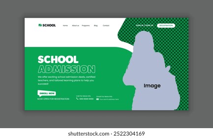 School admission web banner design for the Education website homepage and landing page hero section.