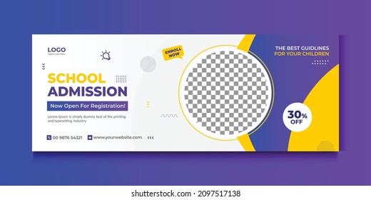 School admission web banner. admission facebook cover template 