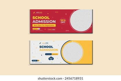 School admission web banner. admission facebook cover template