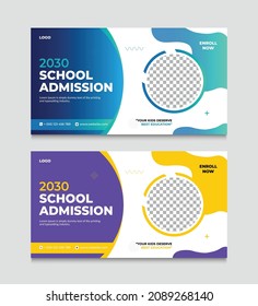 School admission web banner or social banner template. back to school web banner design