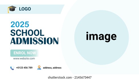 School Admission Web Banner or Social Banner Template, Vector Illustration