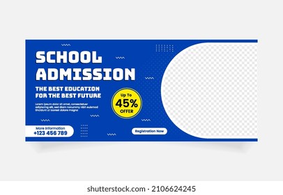 School Admission Web Banner Template, Back to School course promotion Social Media Cover Template