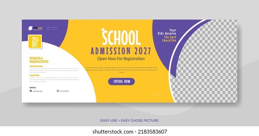 School admission web banner template design illustration