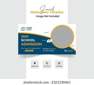 School admission web banner template. School admission social media cover template design, School admission Instagram cover design.
