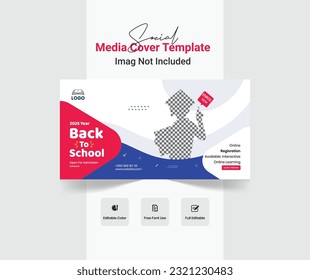 School admission web banner template. School admission social media cover template design, School admission Instagram cover design.
