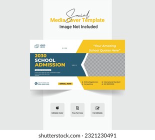 Web-Banner-Vorlage für Schuleintritte. Schulzulassung Social-Media-Cover-Design, Schulzulassung Instagram Cover Design.
