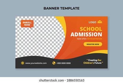 Plantilla de diseño de ola de banners web de admisión a escuelas