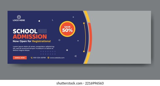 School admission web cover and banner template