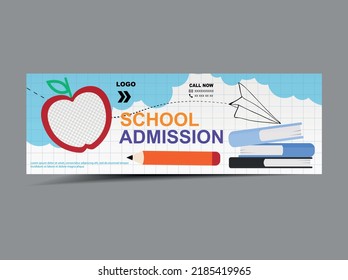 School admissionl, advertising banner. Kids back to school education