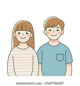 School age boy and girl. brother and sister. family concept. vector illustration on white background