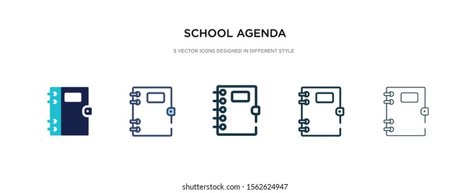 school agenda icon in different style vector illustration. two colored and black school agenda vector icons designed in filled, outline, line and stroke style can be used for web, mobile, ui