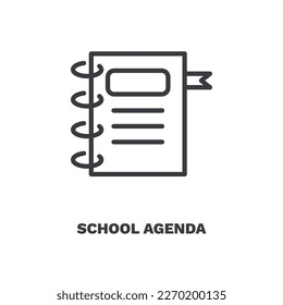school agenda icon. Thin line school agenda, office icon from education collection. Outline vector isolated on white background. Editable school agenda symbol can be used web and mobile