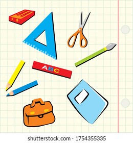 ayudas escolares en papel cuadrado, icono vector