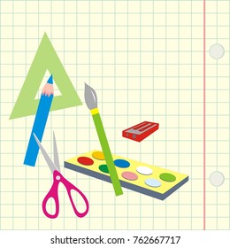 school aids on square paper, vector icon