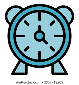 School alarm clock icon outline vector. Safety study. People safe color flat