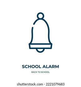 School alarm icon. Linear vector illustration from back to school collection. Outline school alarm icon vector. Thin line symbol for use on web and mobile apps, logo, print media.