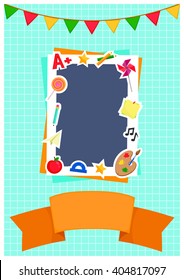 School album collage with a place for a photo or text. Vector illustration 