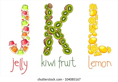 school alphabet letters  J, K, L