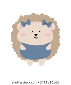School animal of colorful set. This cartoon hedgehog illustration with whimsical style make it a great addition to educational resources. Vector illustration.